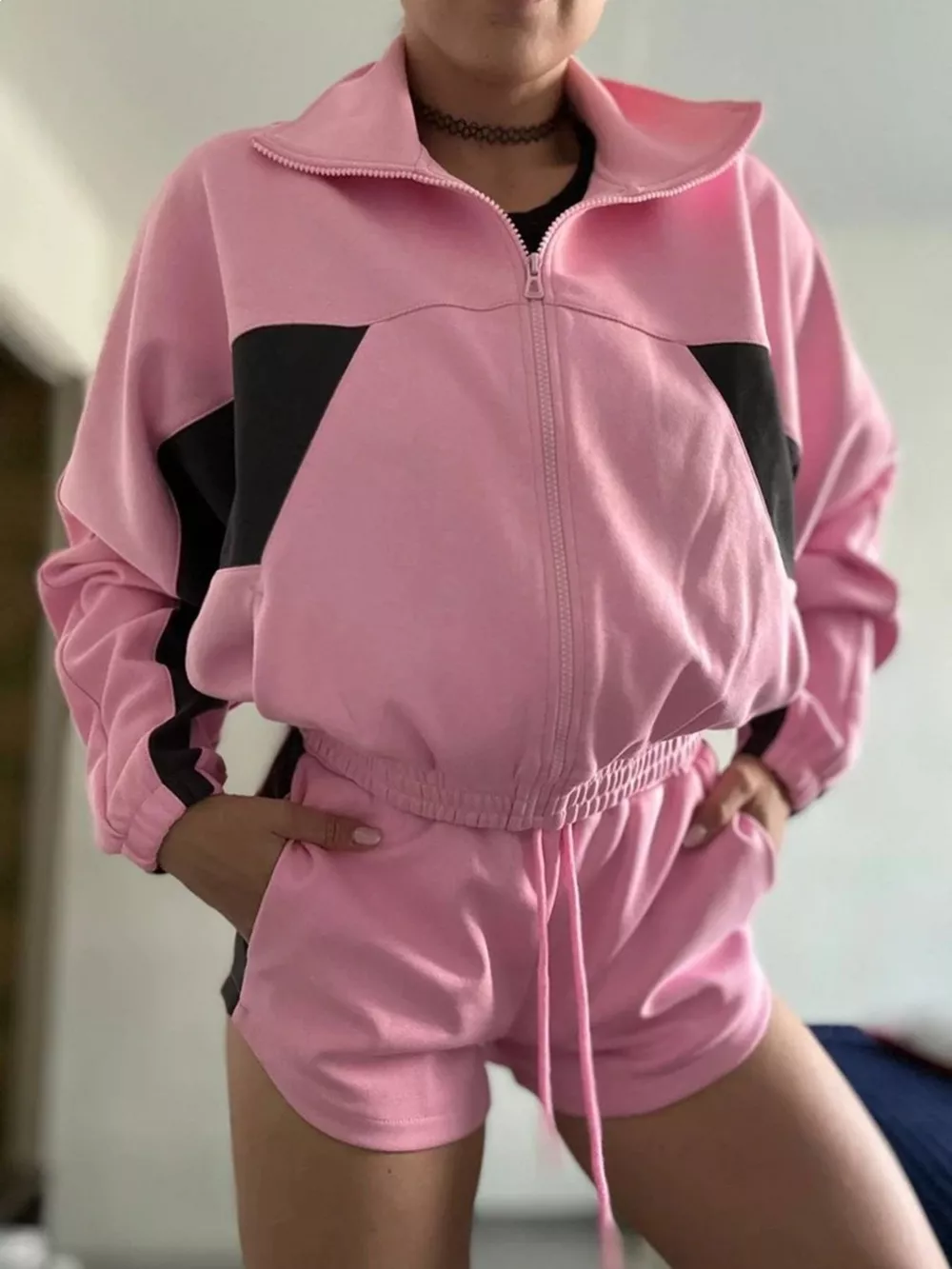 Zip Up Long Sleeve Outerwear and Shorts Set, image 20