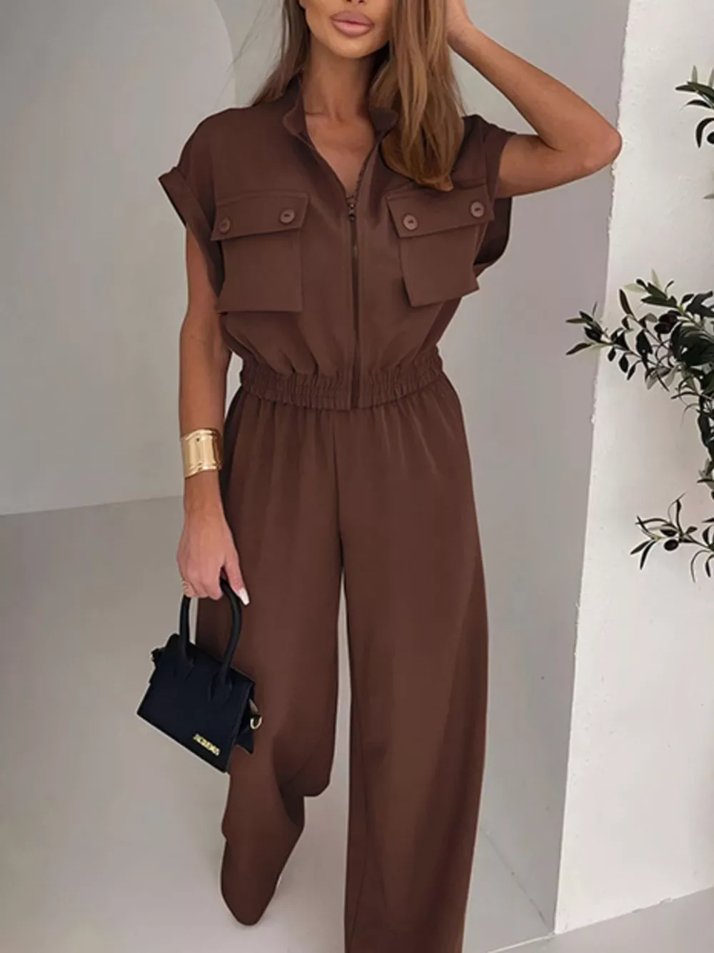 Cargo Pocket Zipper Front Jumpsuit, image 2