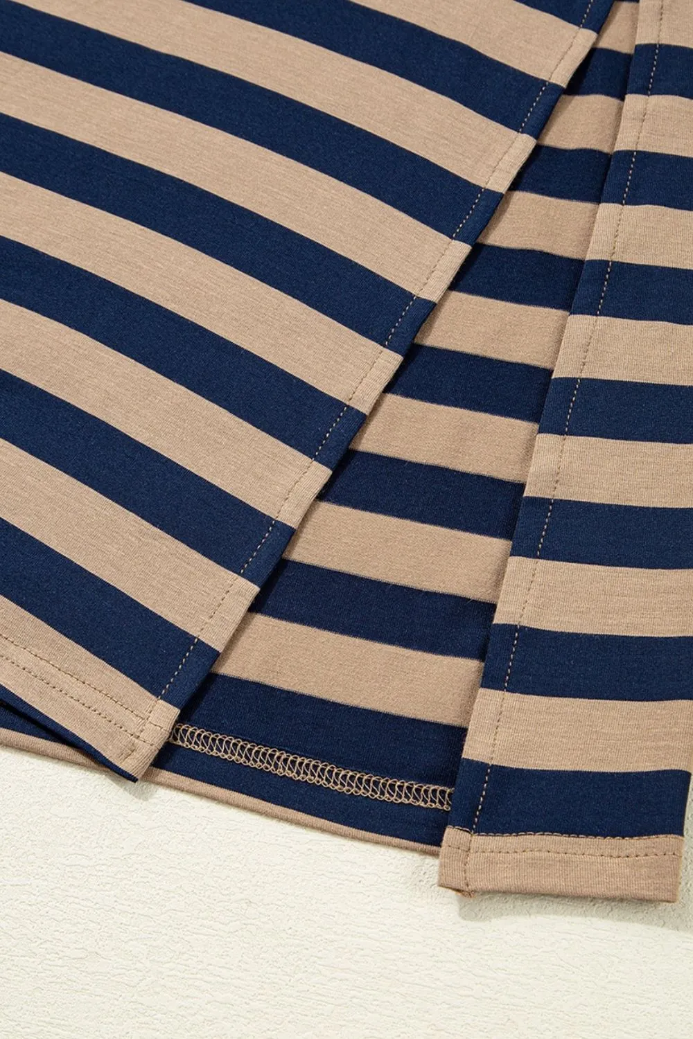 Casual Striped V-Neck Midi T-Shirt Dress, image 7