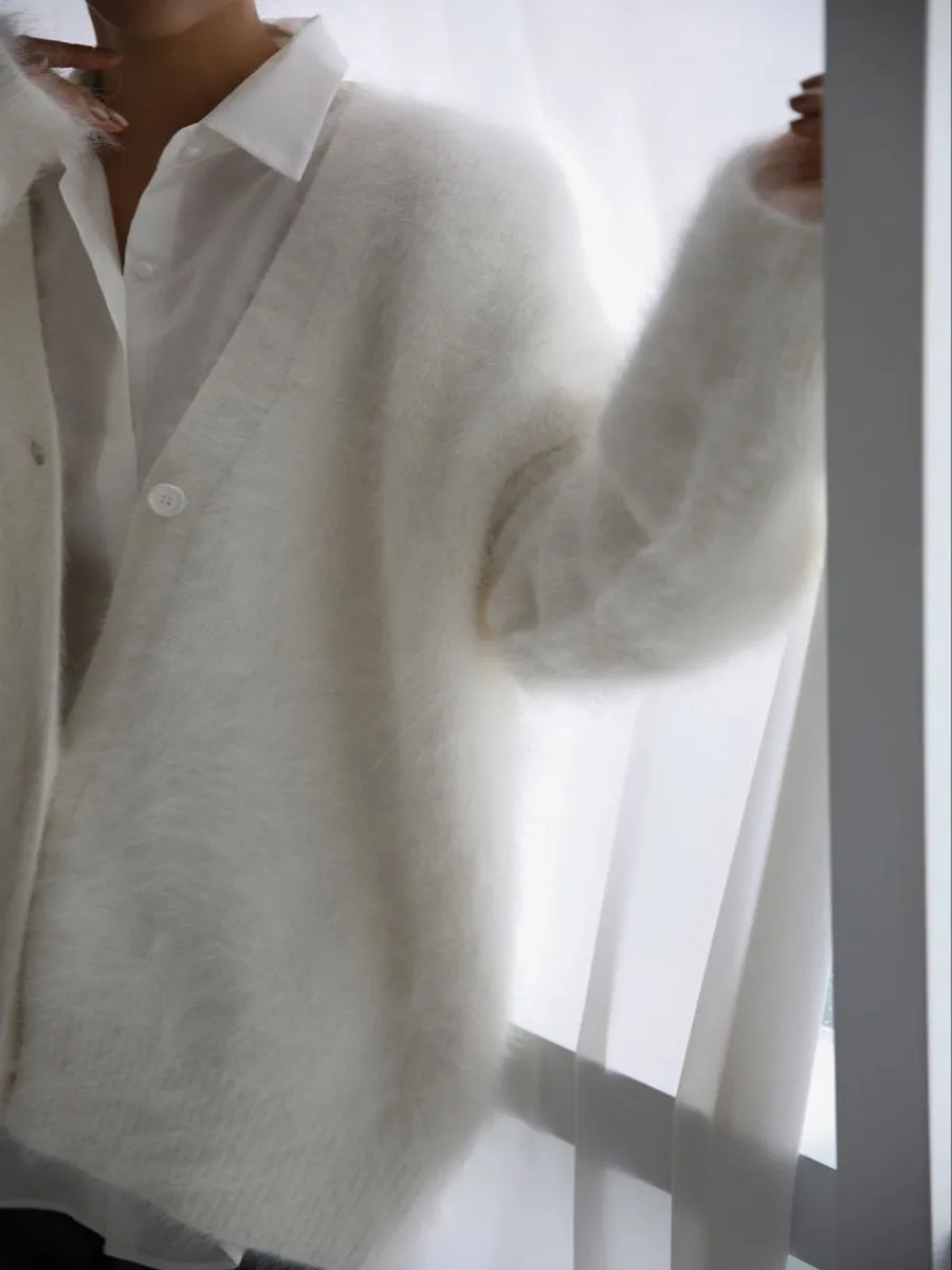 Fuzzy Button Down Long Sleeve Cardigan, image 12
