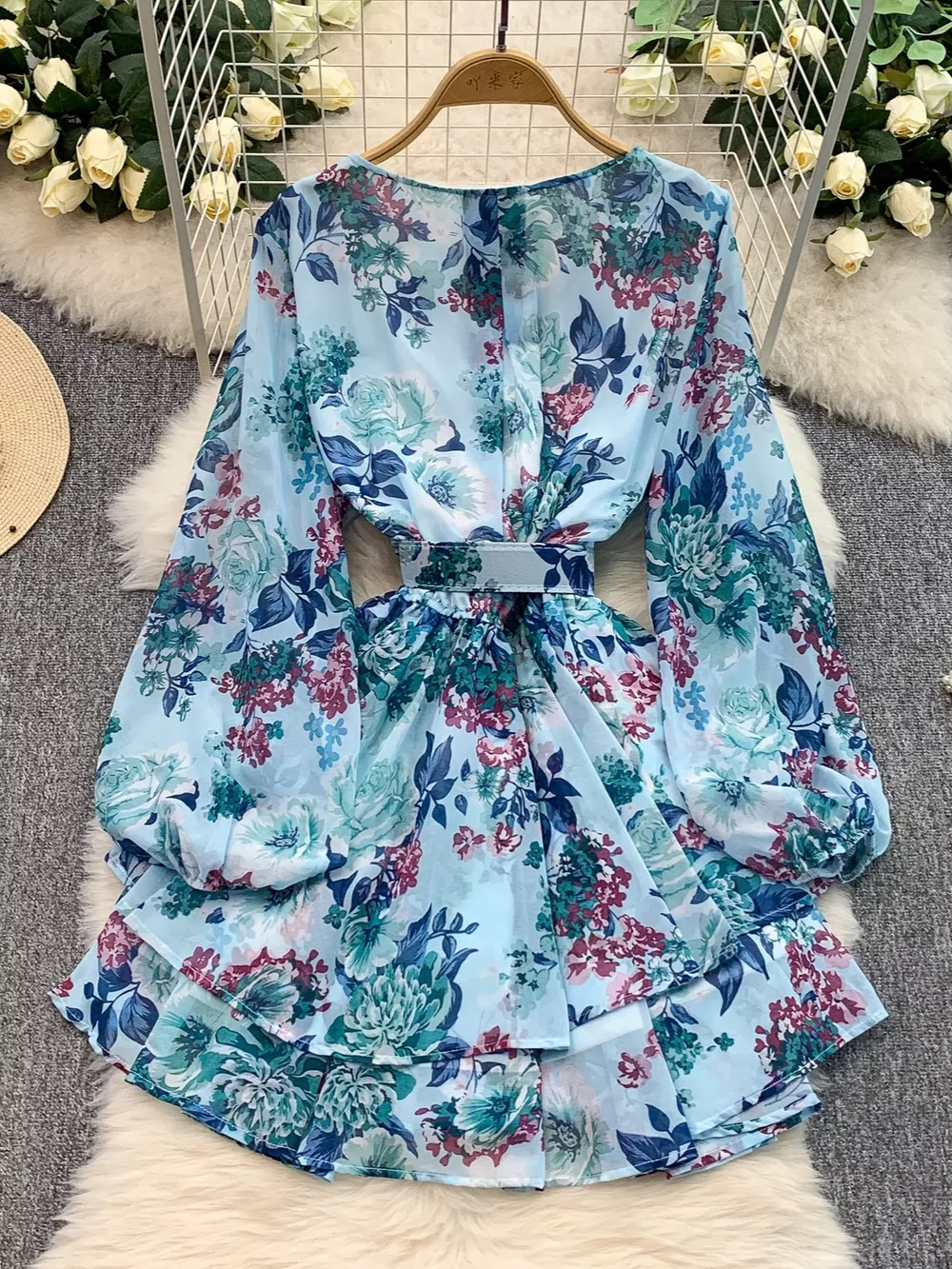 Floral Print Ruffle Hem Mini Dress, image 8