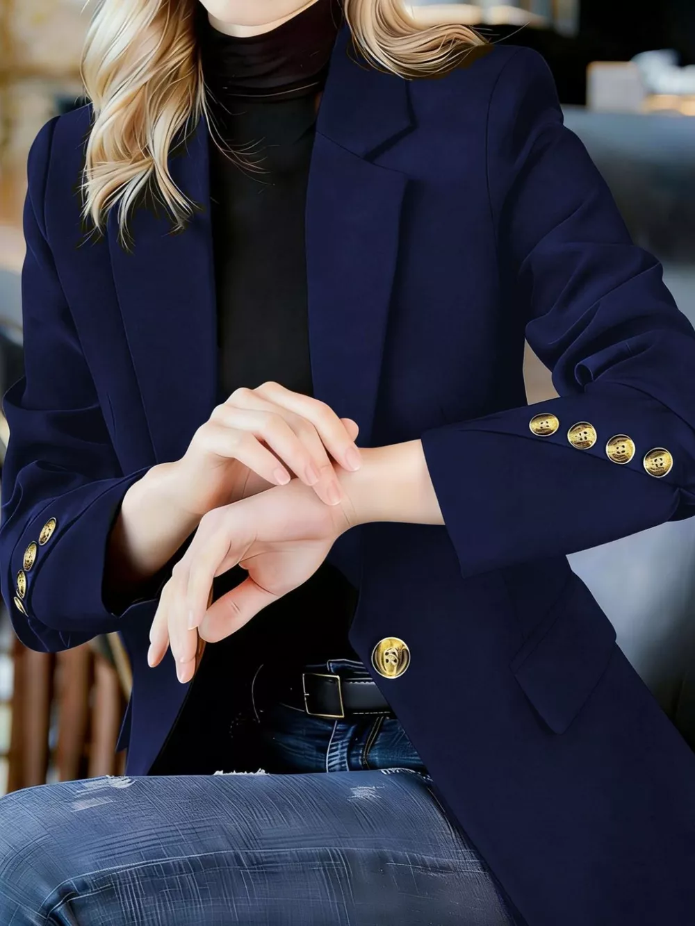 Full Size One Button Lapel Collar Blazer Plus Size, image 25