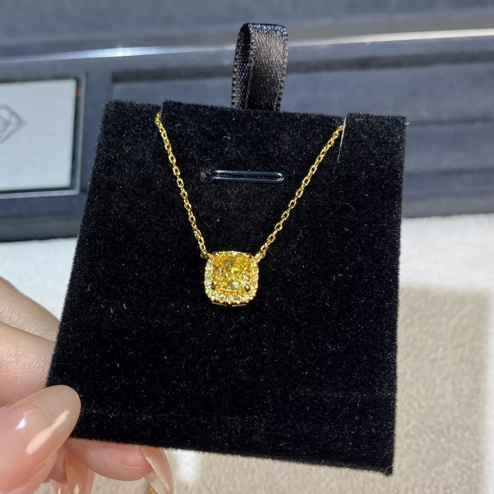 18K Gold-Plated Square Pendant Necklace, image 3