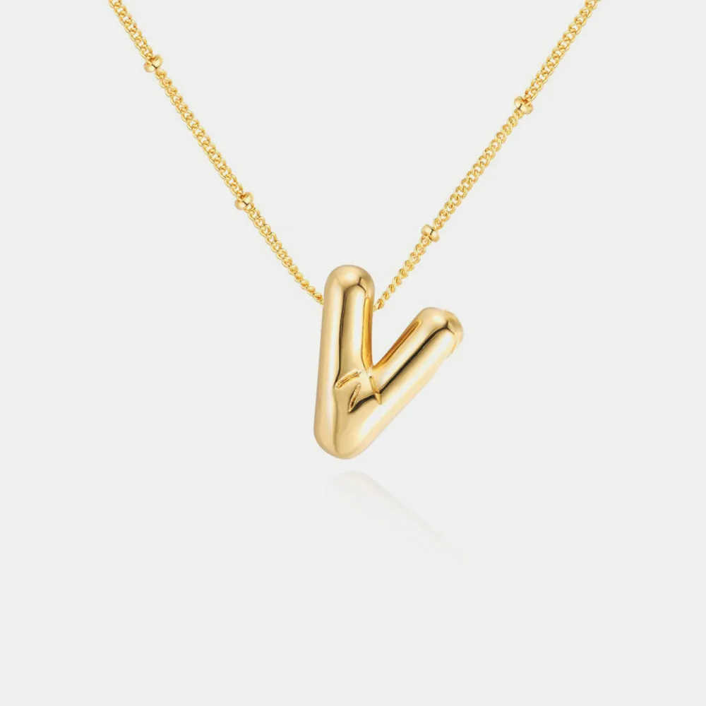 Gold-Plated Bubble Initial Necklace, image 4