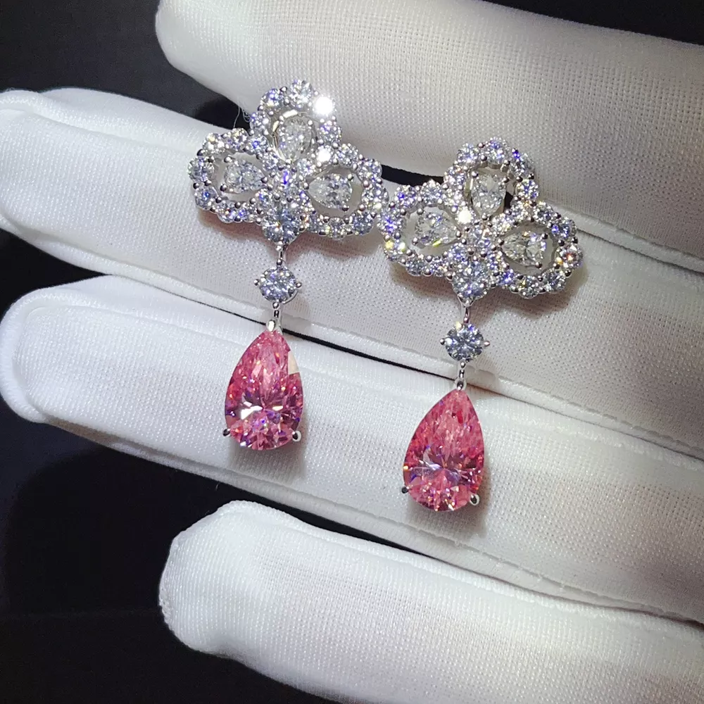 6 Carat 925 Sterling Silver Moissanite Drop Earrings