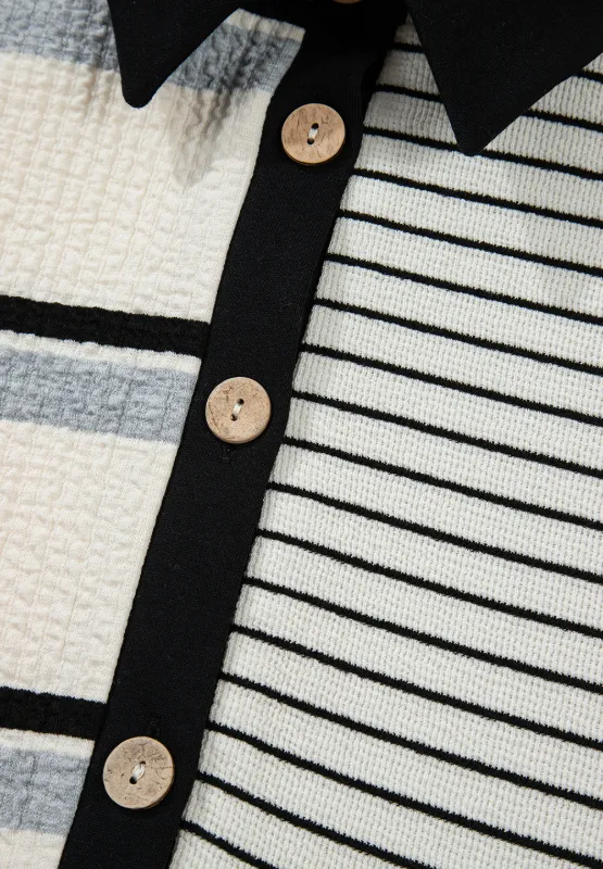 Striped Patchwork Long Sleeve Mini Dress, image 6
