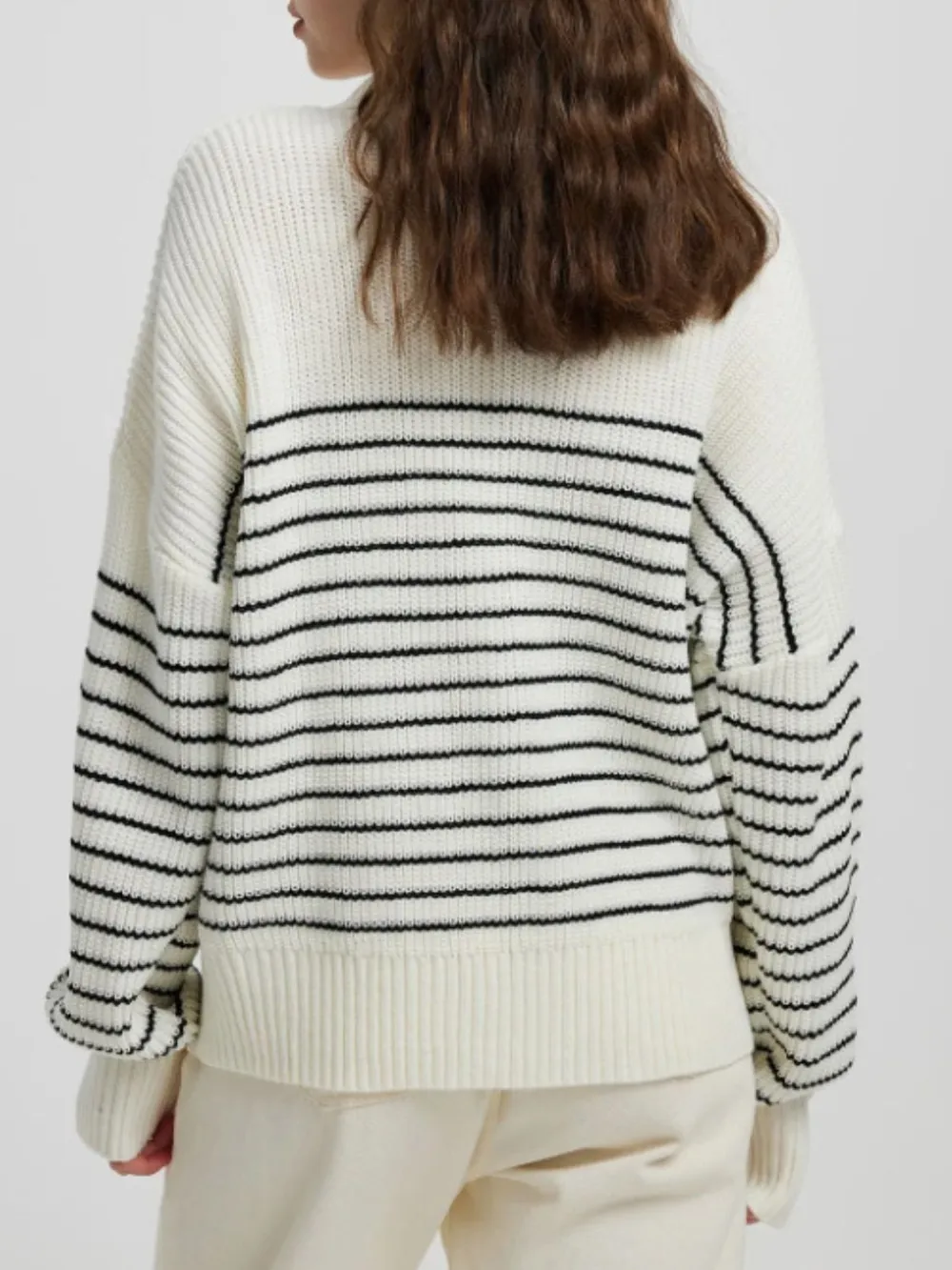 Striped Half Zip Long Sleeve Sweater, image 2
