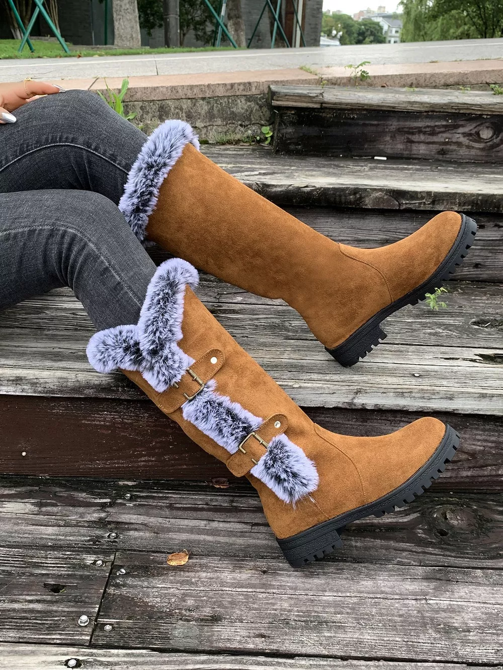 Round Toe Block Heels Boots, image 13
