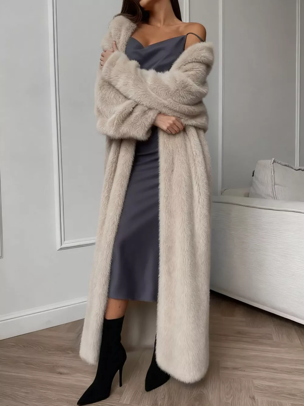 Fuzzy Open Front Longline Cardigan, image 10