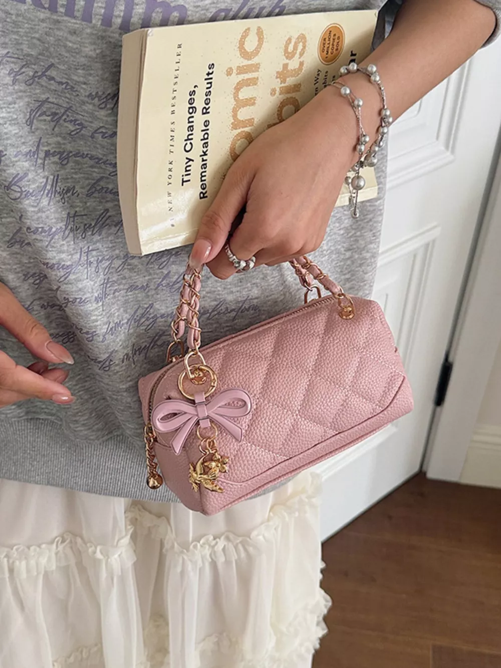 Quilted Chain Crossbody Bag, image 5