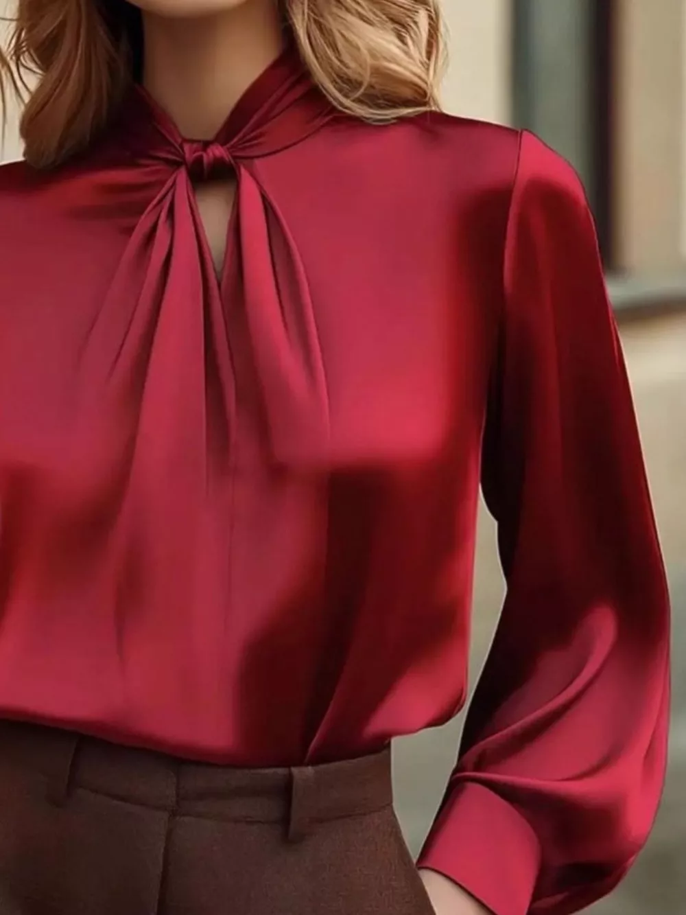 Satin Cutout Front Blouse, image 9