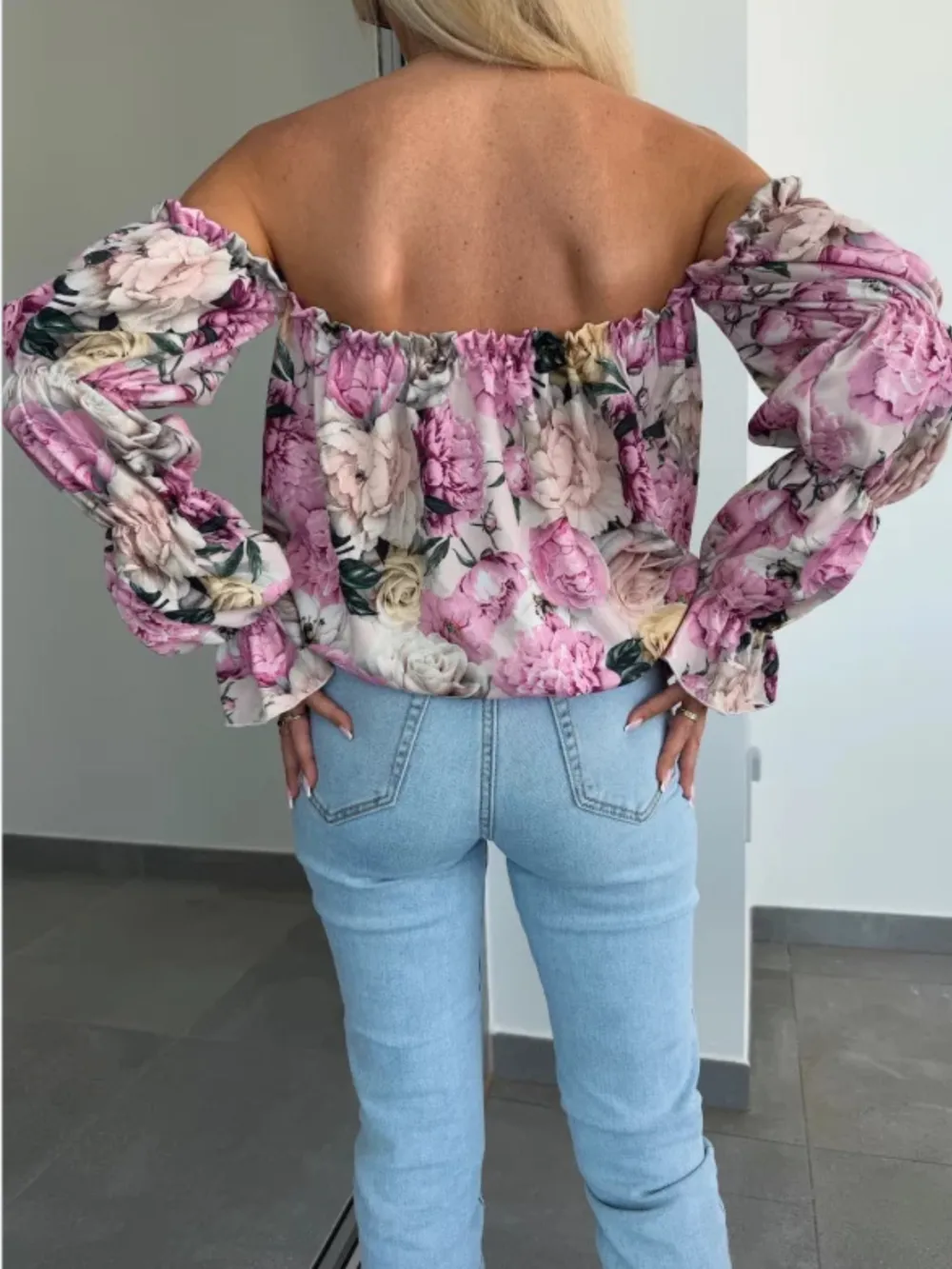 Printed Off-Shoulder Flounce Sleeve Blouse, image 9