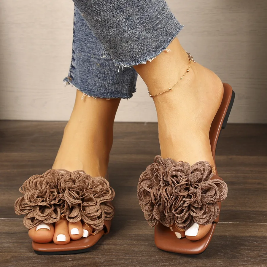 Floral Embellished Flat Sandals, image 4