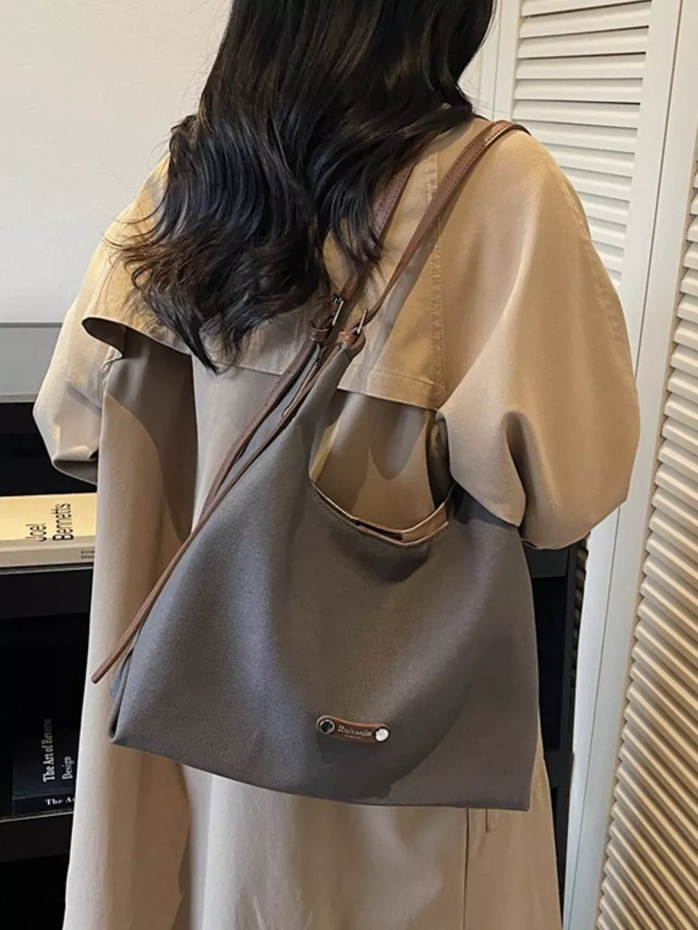 Shoulder Bag with Leather Straps, image 2