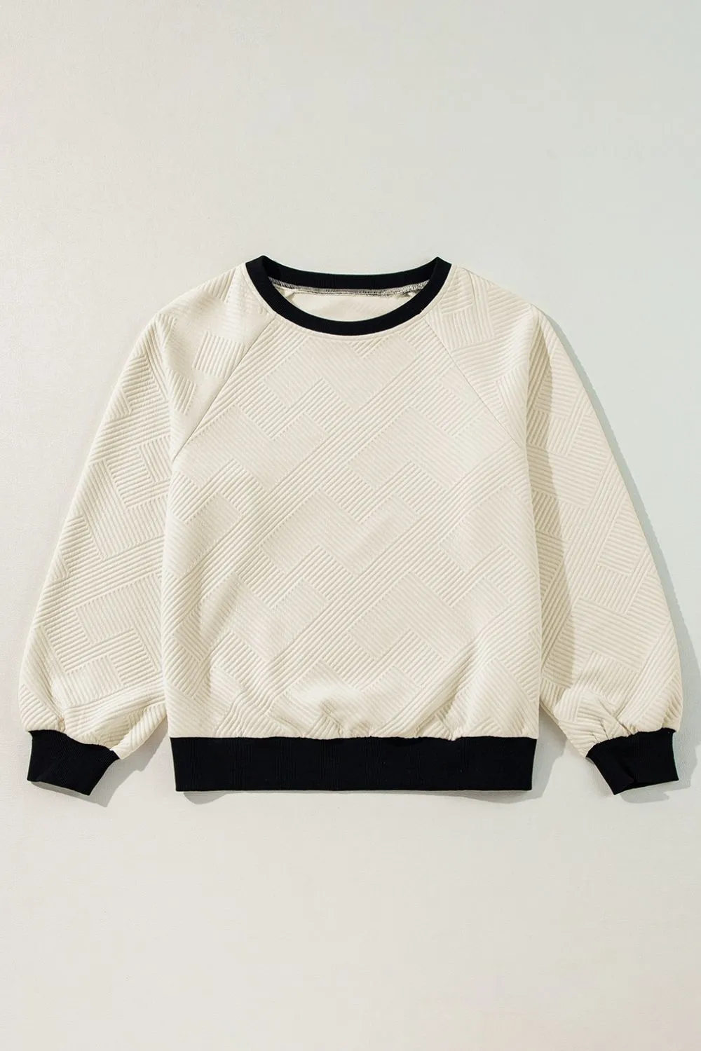 Texture Contrast Long Sleeve Sweatshirt, image 4