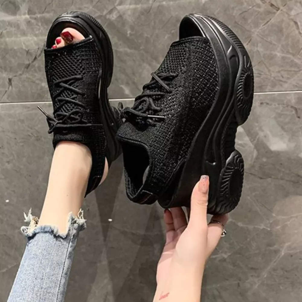 Breathable Mesh Platform Sandals, image 3