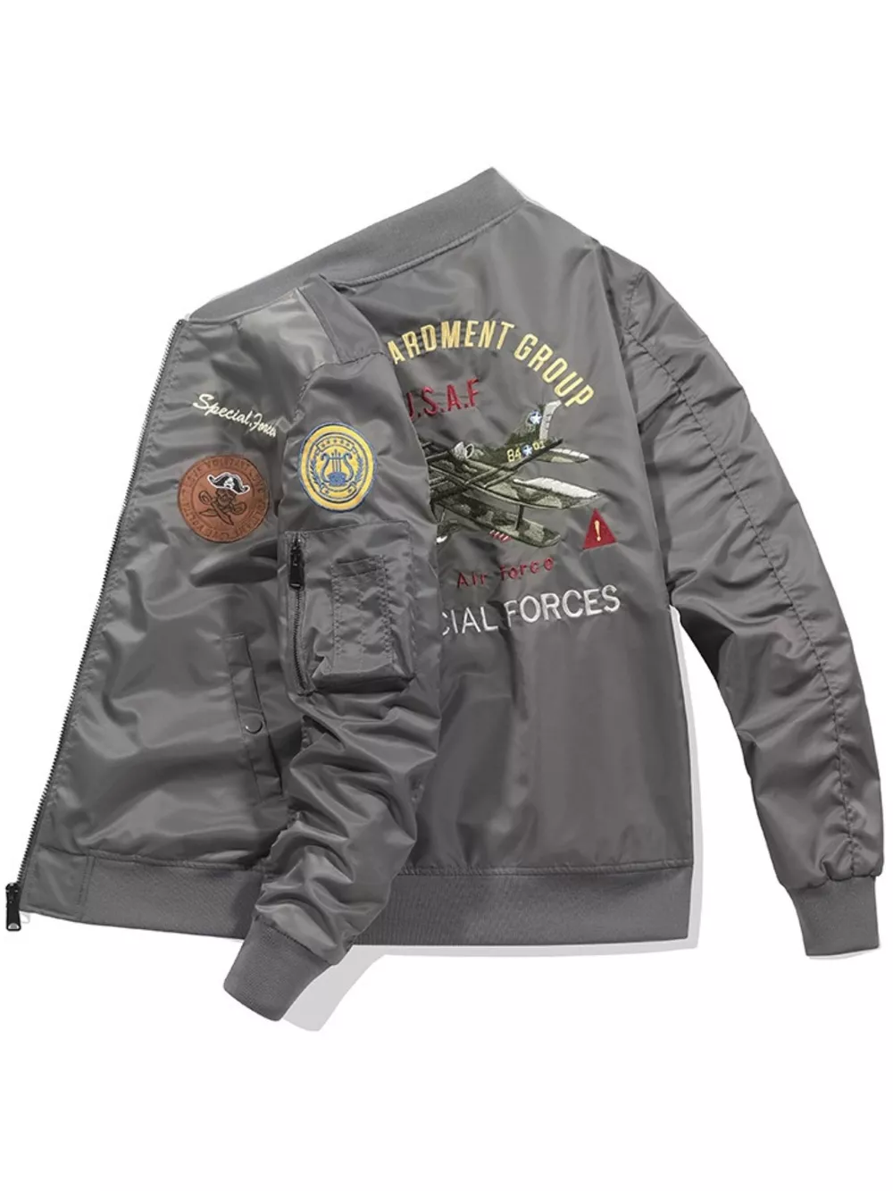 Men's Plus Size Zip Up Bomber Jacket, image 7