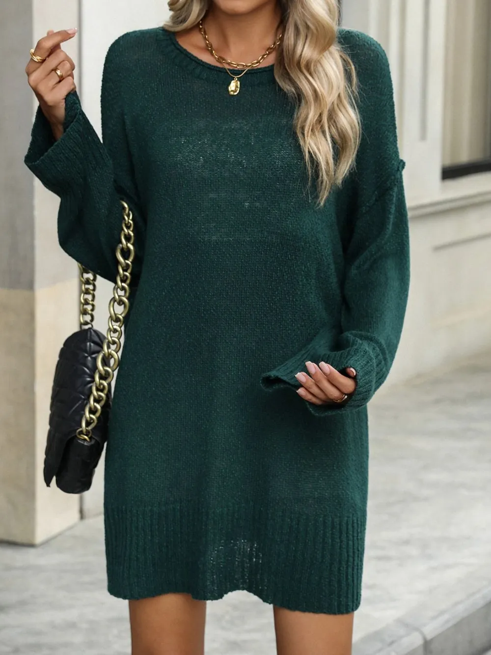 Round Neck Dropped Shoulder Sweater, image 8
