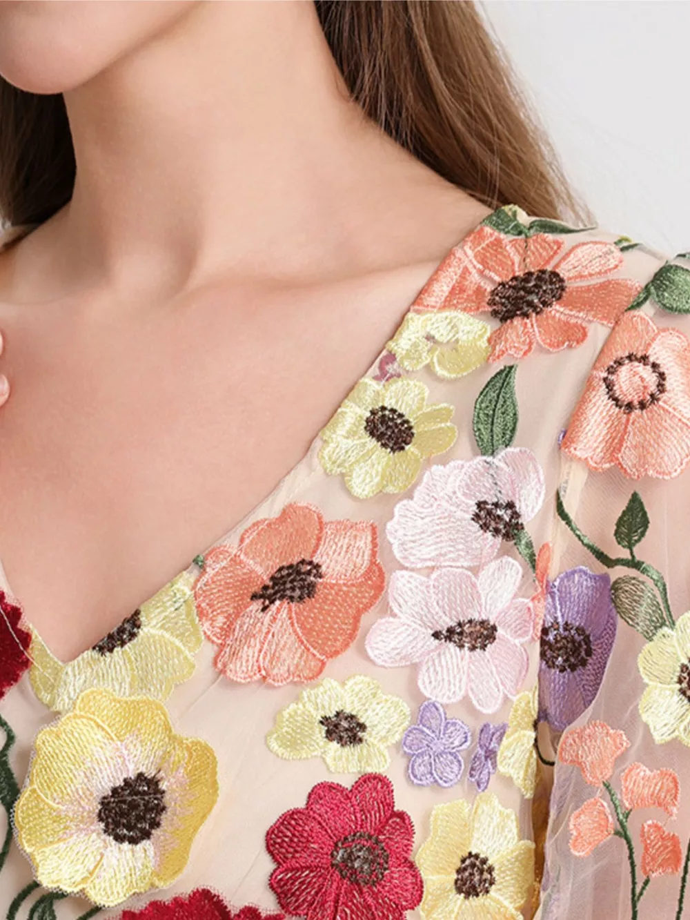 Plus Size Embroidered Floral V-Neck Mini Dress, image 5