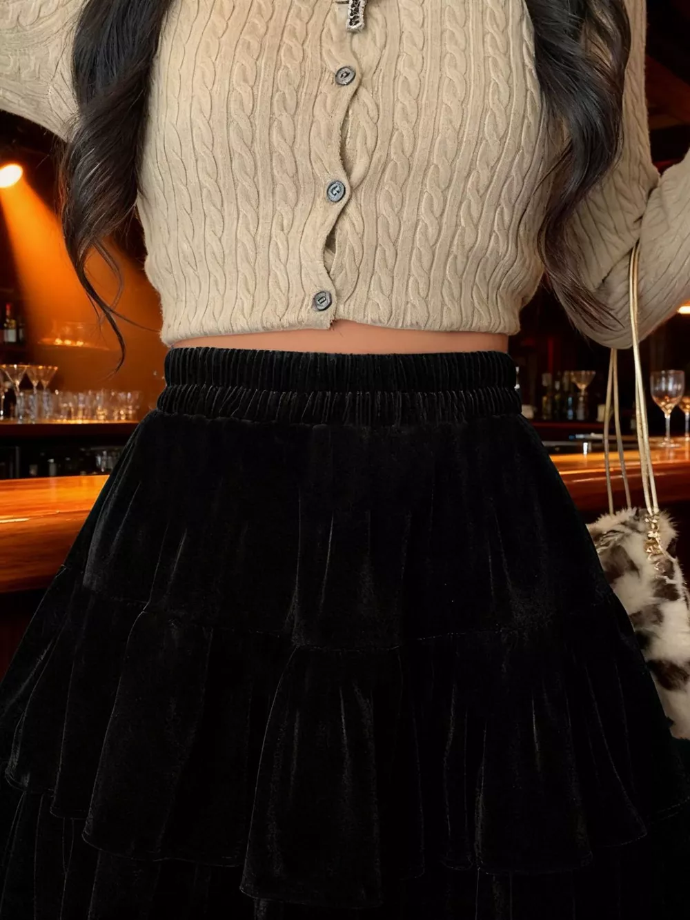 Velvet Layered Mini Skirt, image 4