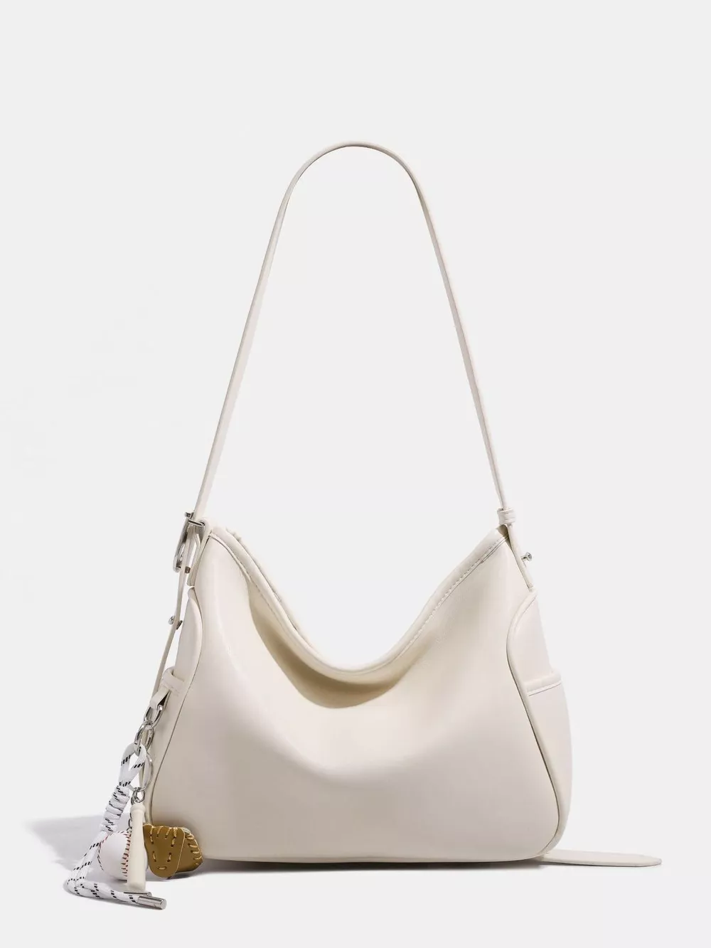 Hobo Shoulder Bag with Decorative Charms, image 4