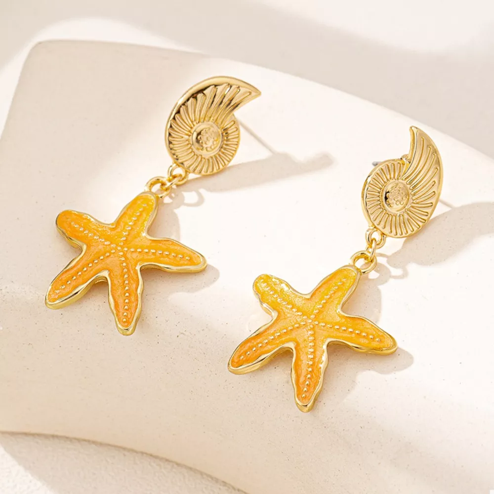 Ocean Shell Starfish Drop Earrings, image 3