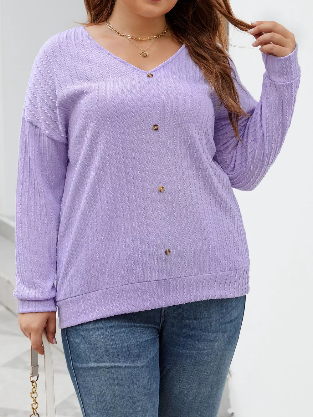 Plus Size V-Neck Dropped Shoulder Blouse, image 22