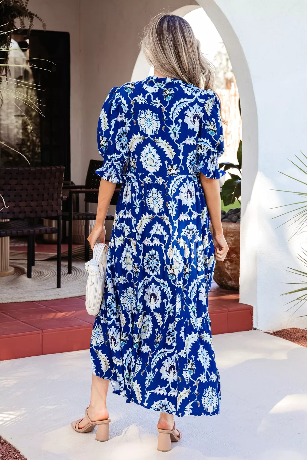 Wild Floral Print Frilled Collar Half Sleeve Dress, image 3
