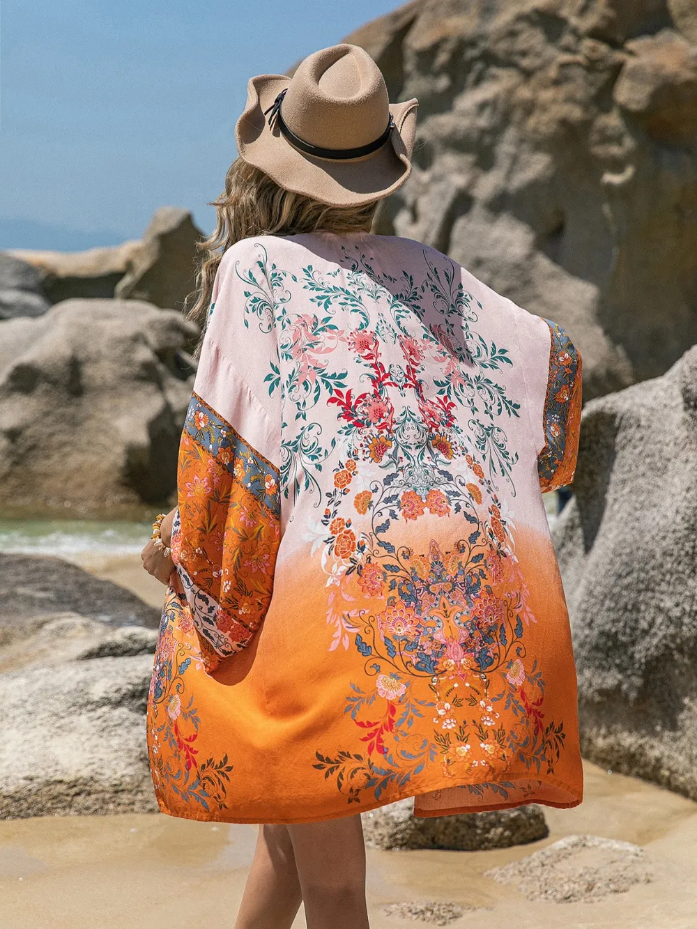 Printed Open Front Long Sleeve Cover-Up, image 2