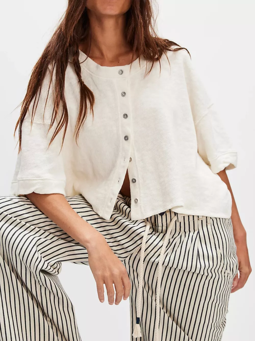 Button-Front Half Sleeve Cardigan, image 9