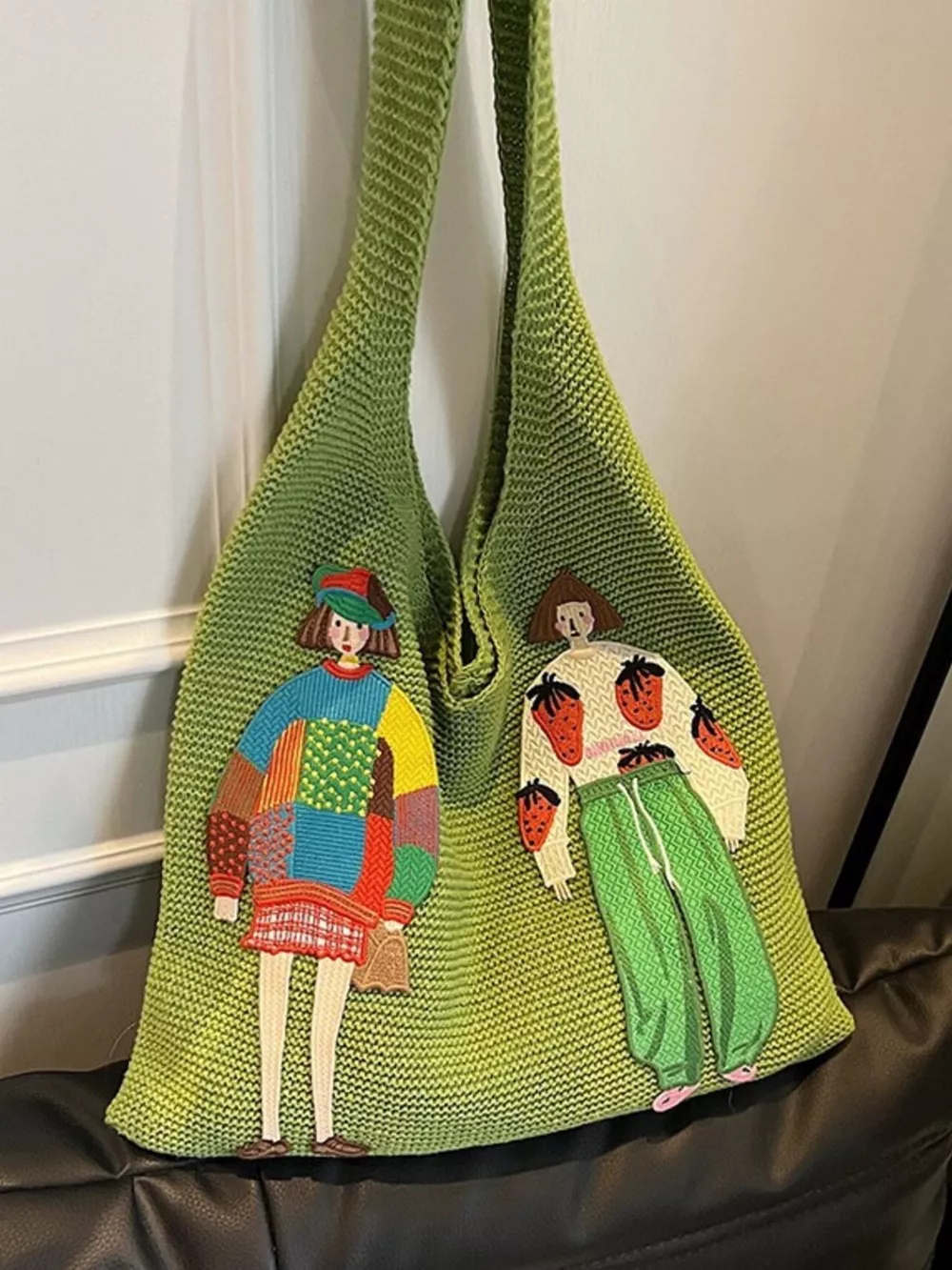 Knitted Embroidered Shoulder Bag, image 3