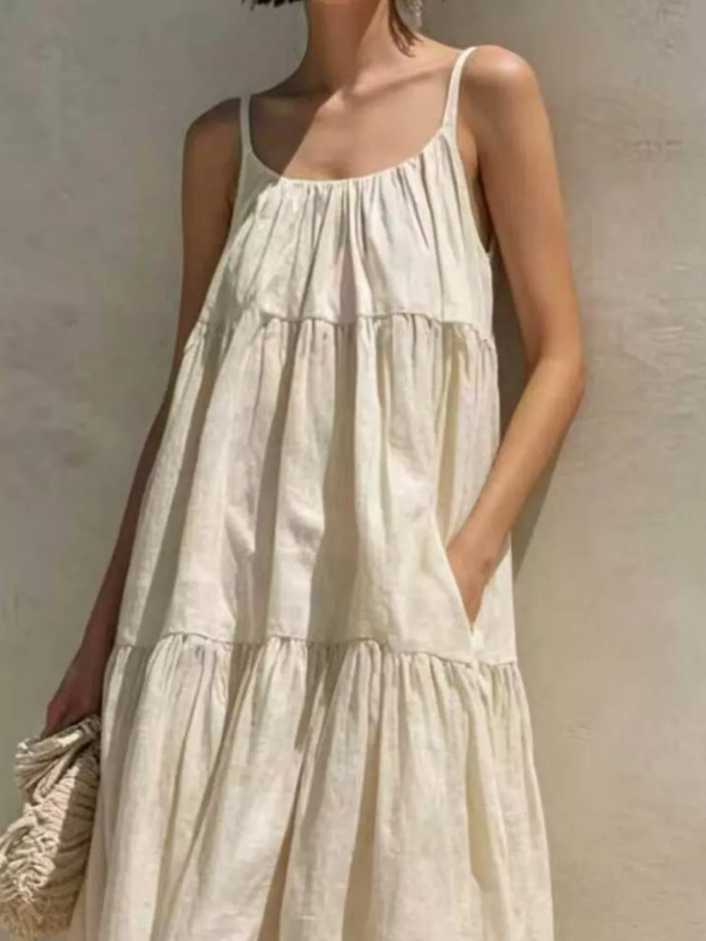 Tiered Scoop Neck Maxi Dress, image 3