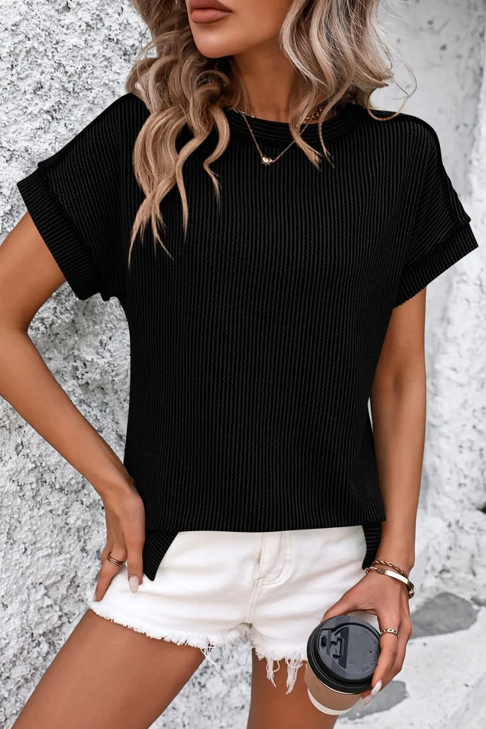 Striped Round Neck Short Sleeve T-Shirt, image 9