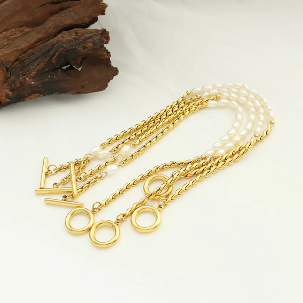 Freshwater Pearl Titanium Steel Bracelet, image 2