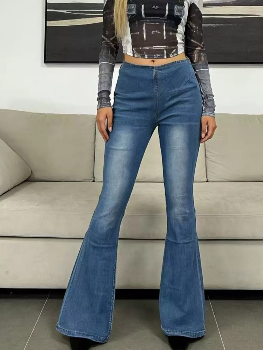 High-Waisted Flare Jeans, image 2