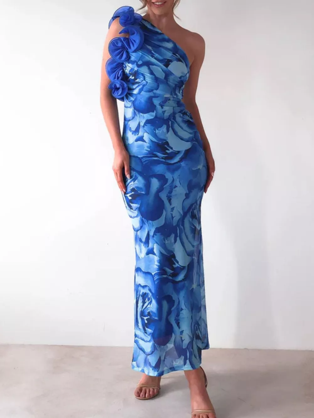 Floral Print One-Shoulder Maxi Dress, image 9