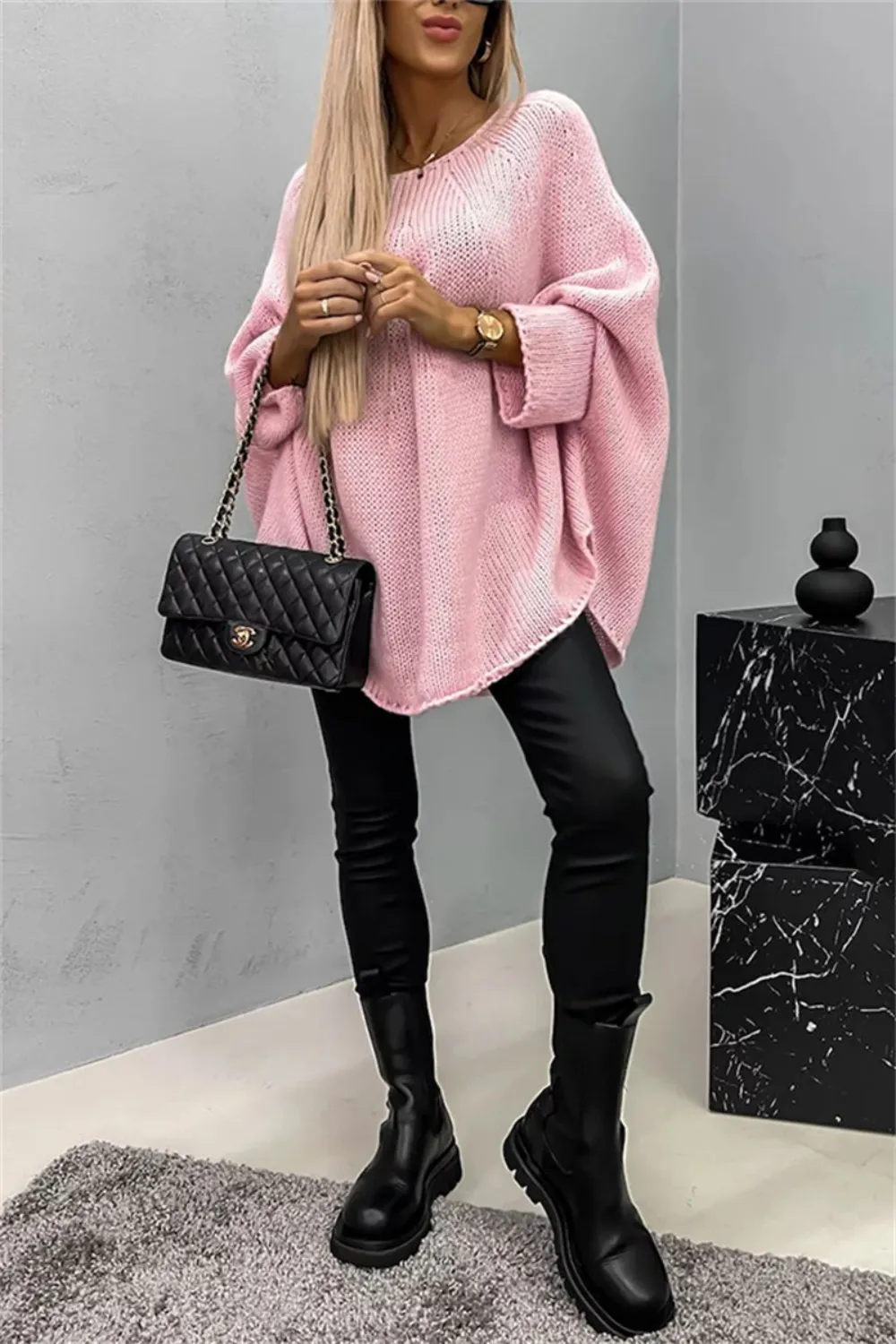 Round Neck Batwing Sleeve Sweater, image 30