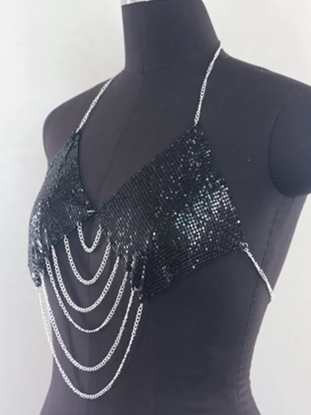 Metallic Chainmail Halter Cami Top, image 13