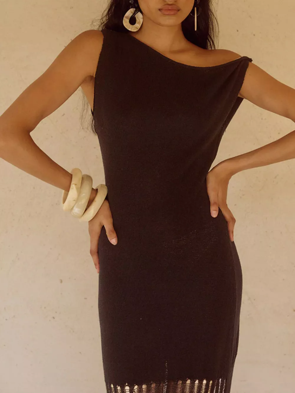One-Shoulder Fringe Maxi Dress, image 3