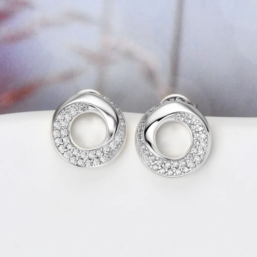 925 Sterling Silver Inlaid Moissanite Stud Earrings, image 6