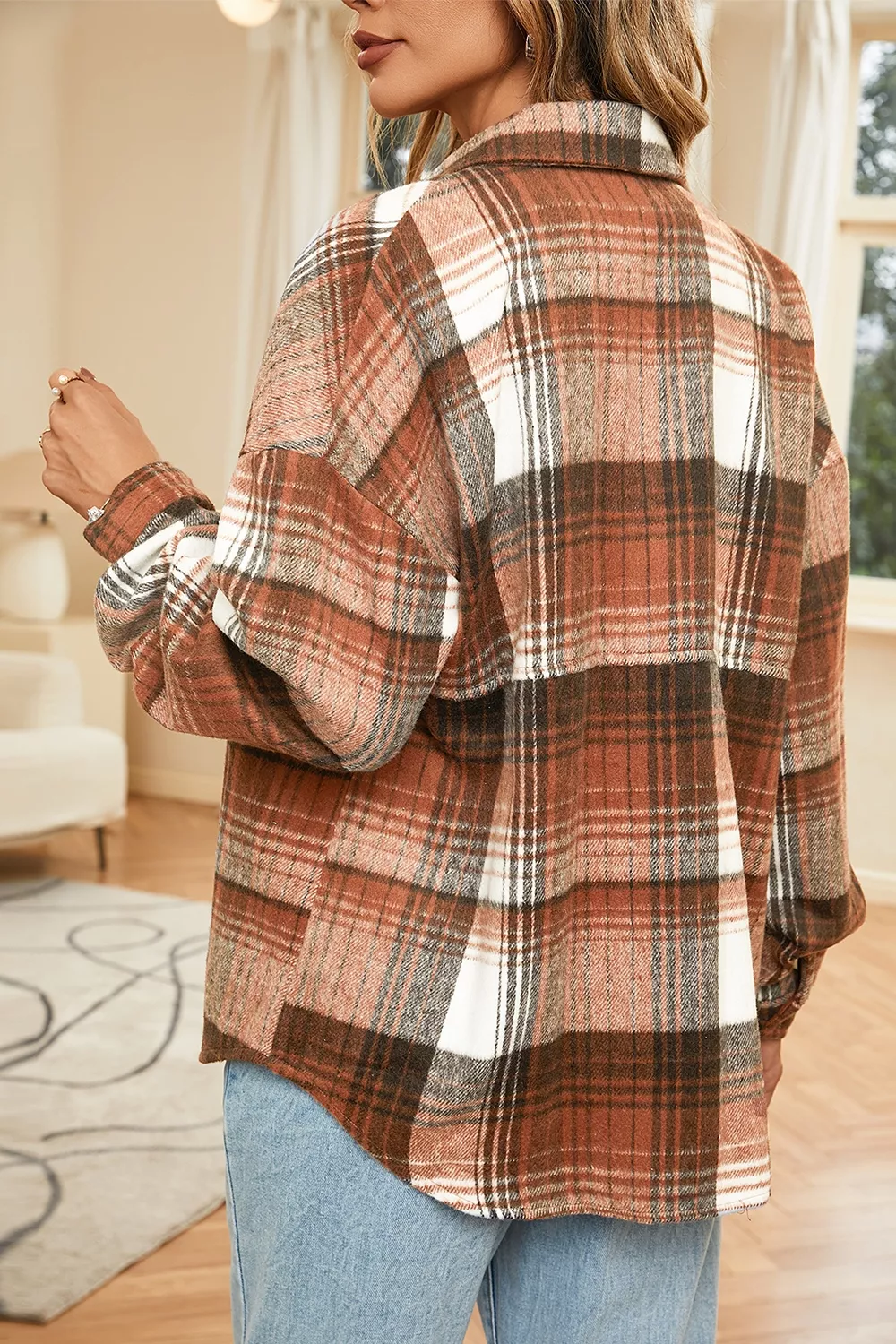 Plaid Button Up Shacket, image 3