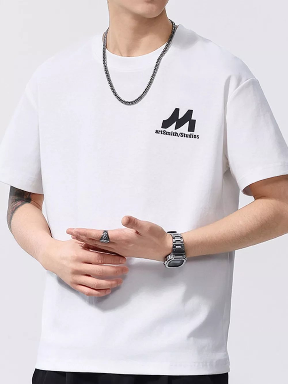 Men's Plus Size Round Neck Short Sleeve T-Shirt, image 6