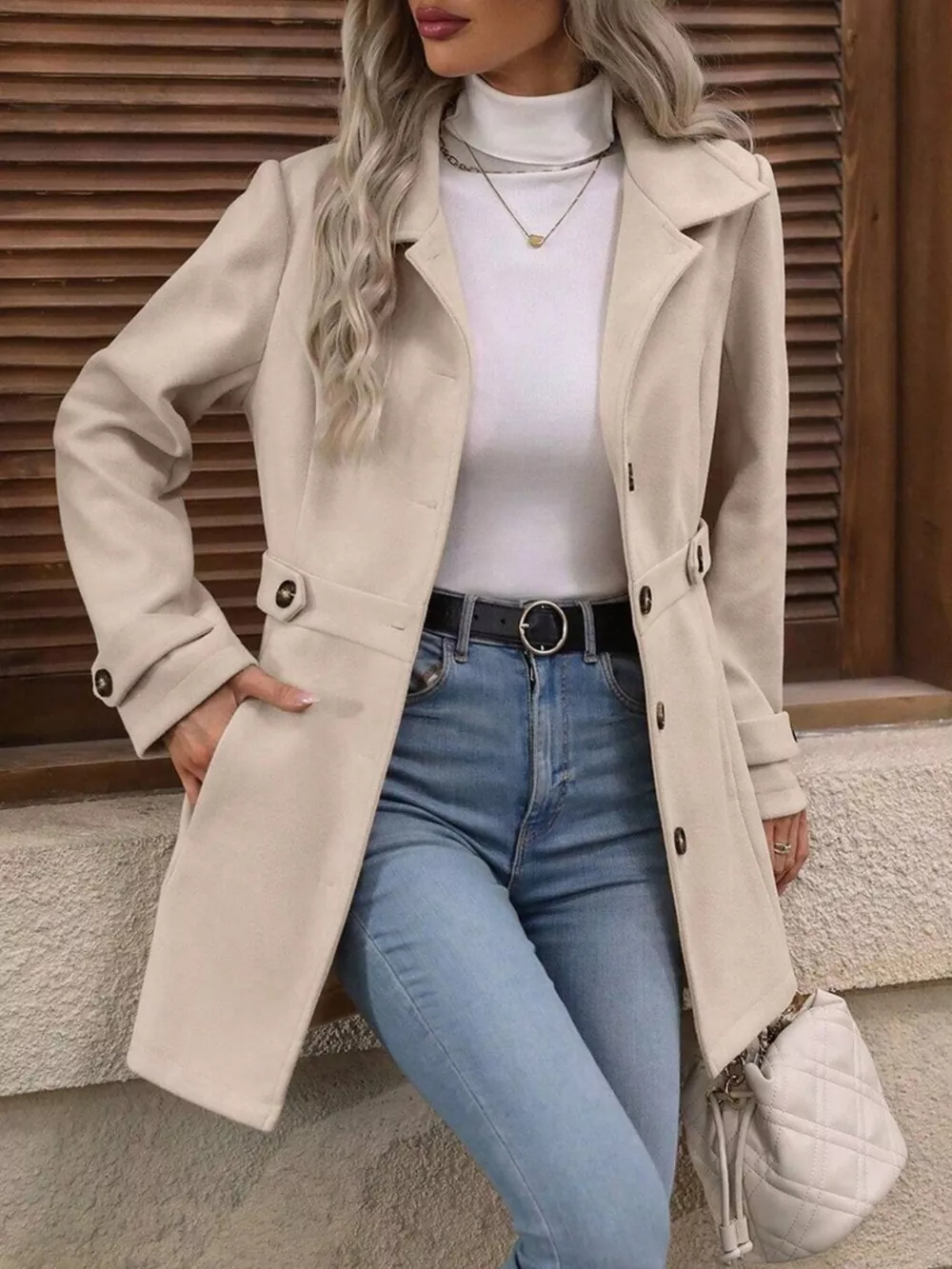 Single-Breasted Long Sleeve Coat, image 3