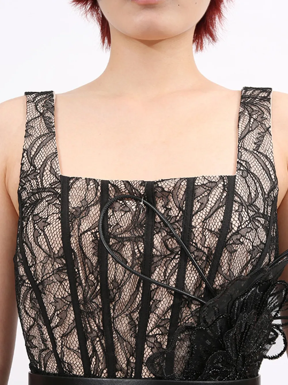 Lace Square Neck Midi Dress, image 5