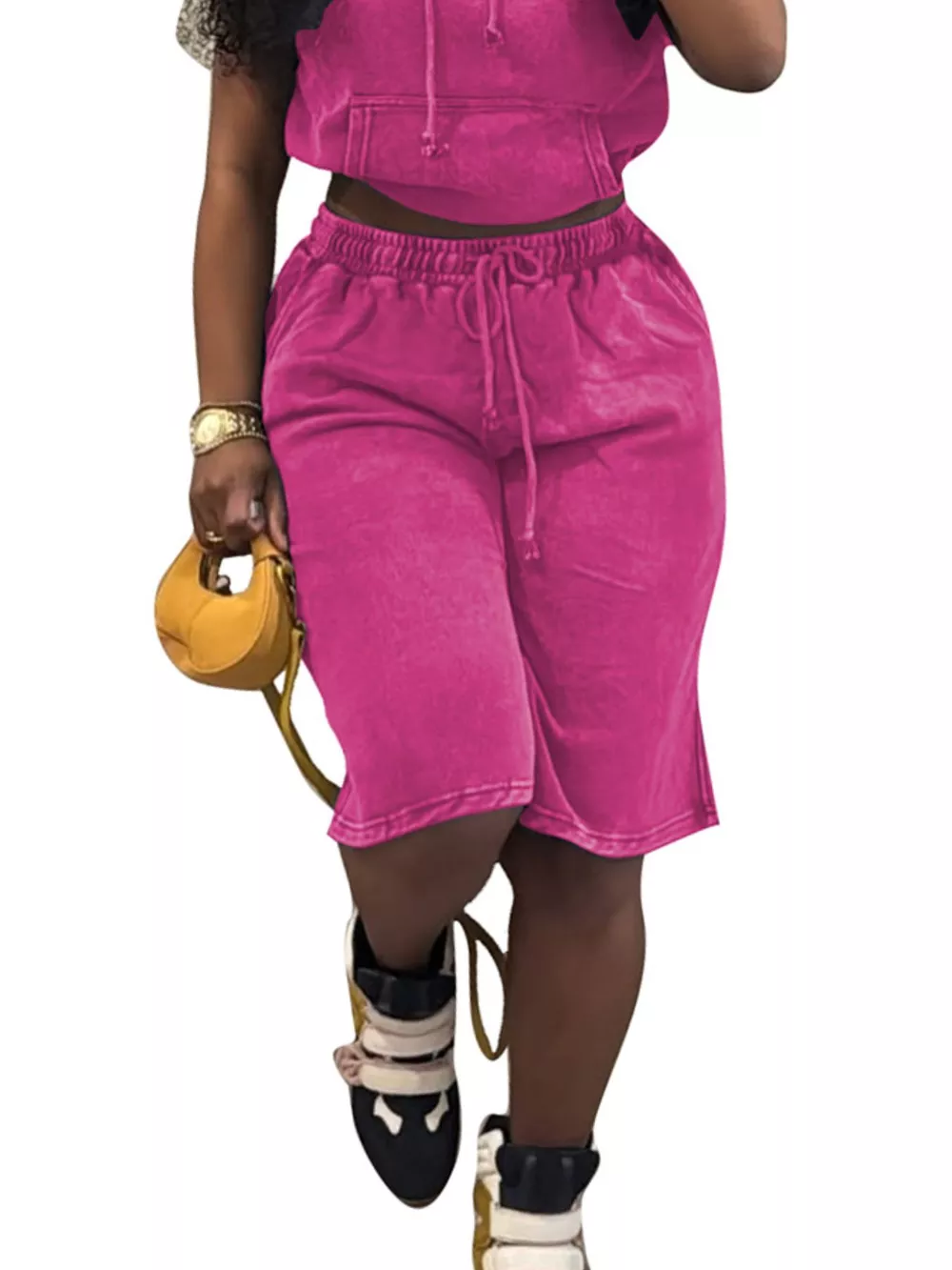 Hooded Crop Top and Shorts Set, image 4