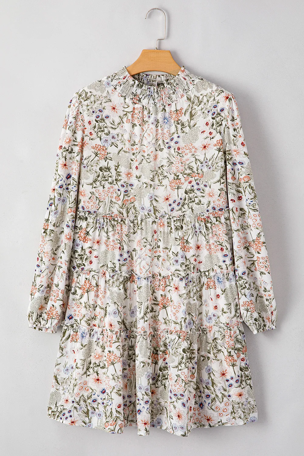 Printed Mock Neck Long Sleeve Mini Dress, image 4