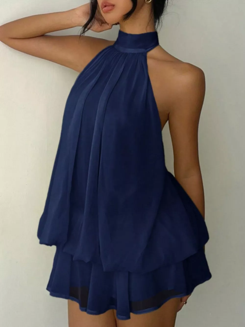 Halter Neck Layered Mini Dress, image 12