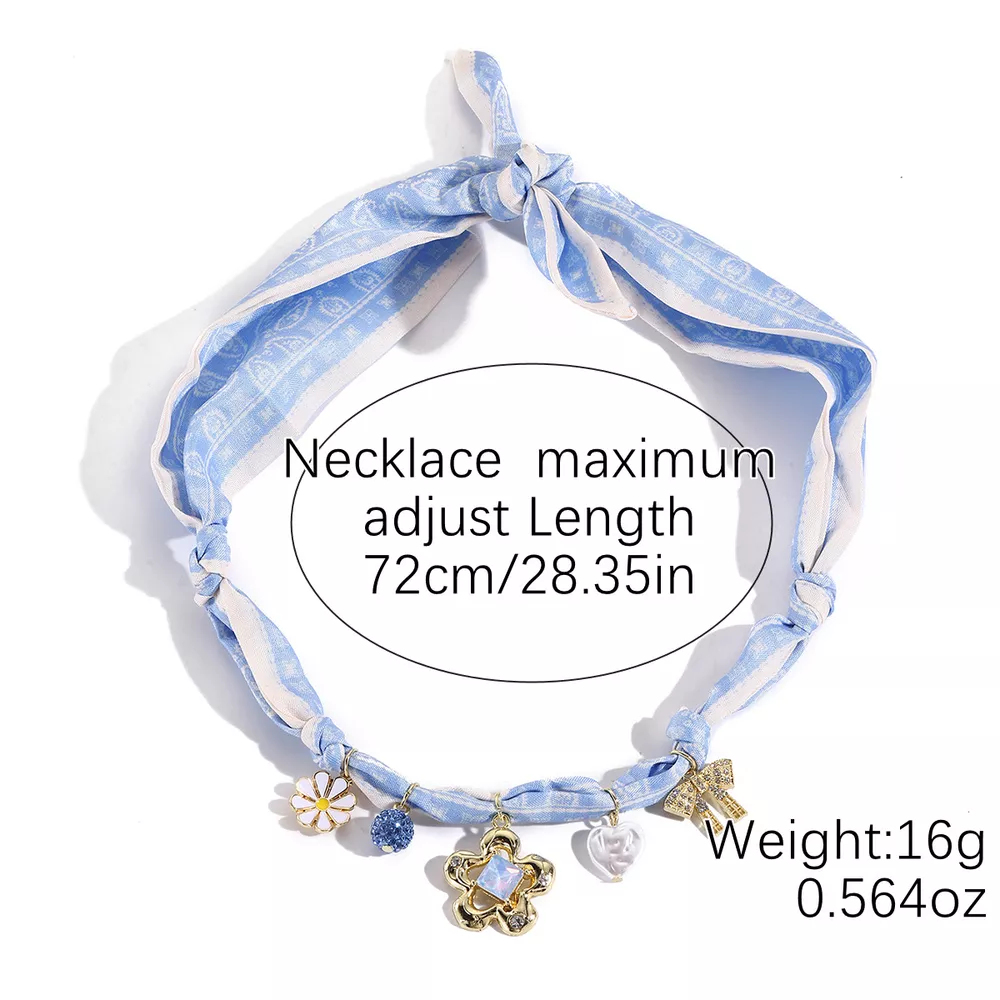 Ribbon Flower Charm Necklace, image 4