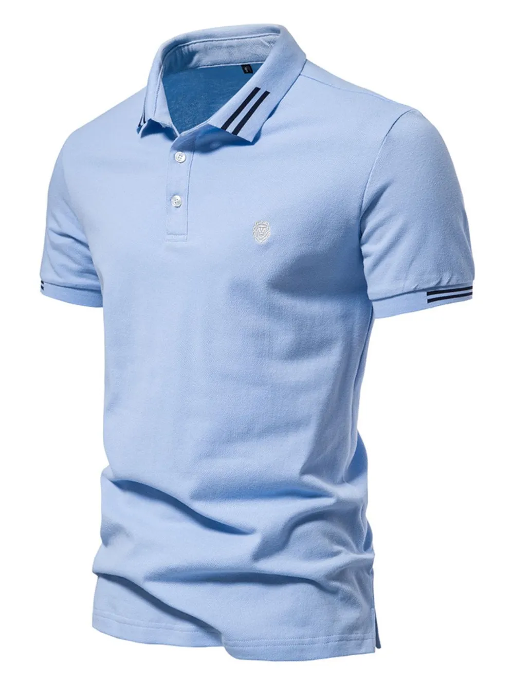 Men's Embroidered Striped Short Sleeve Polo, image 3