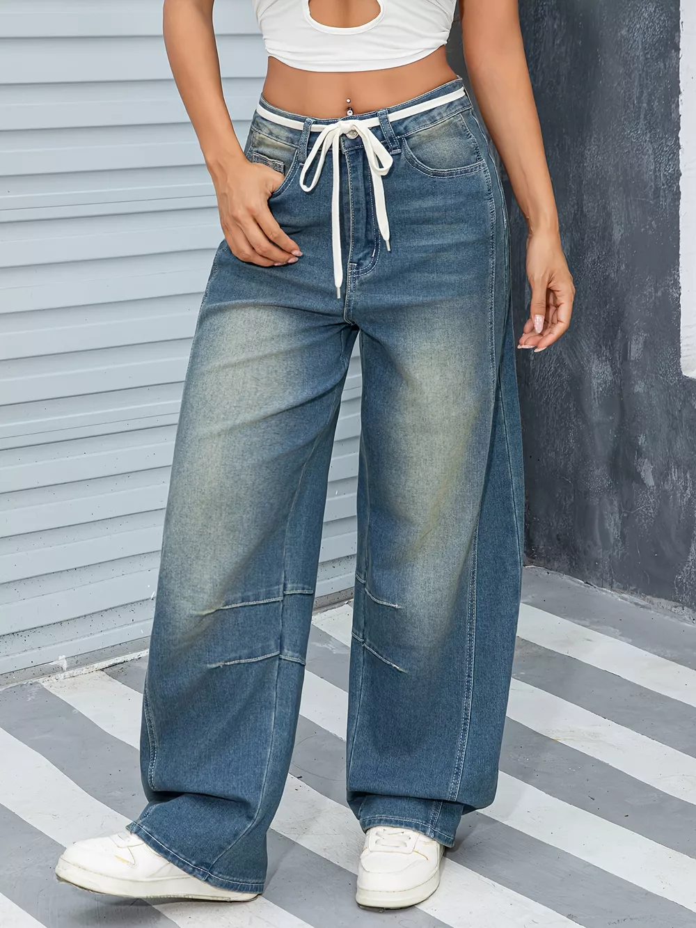 Vintage Wash Wide Leg Jeans, image 2